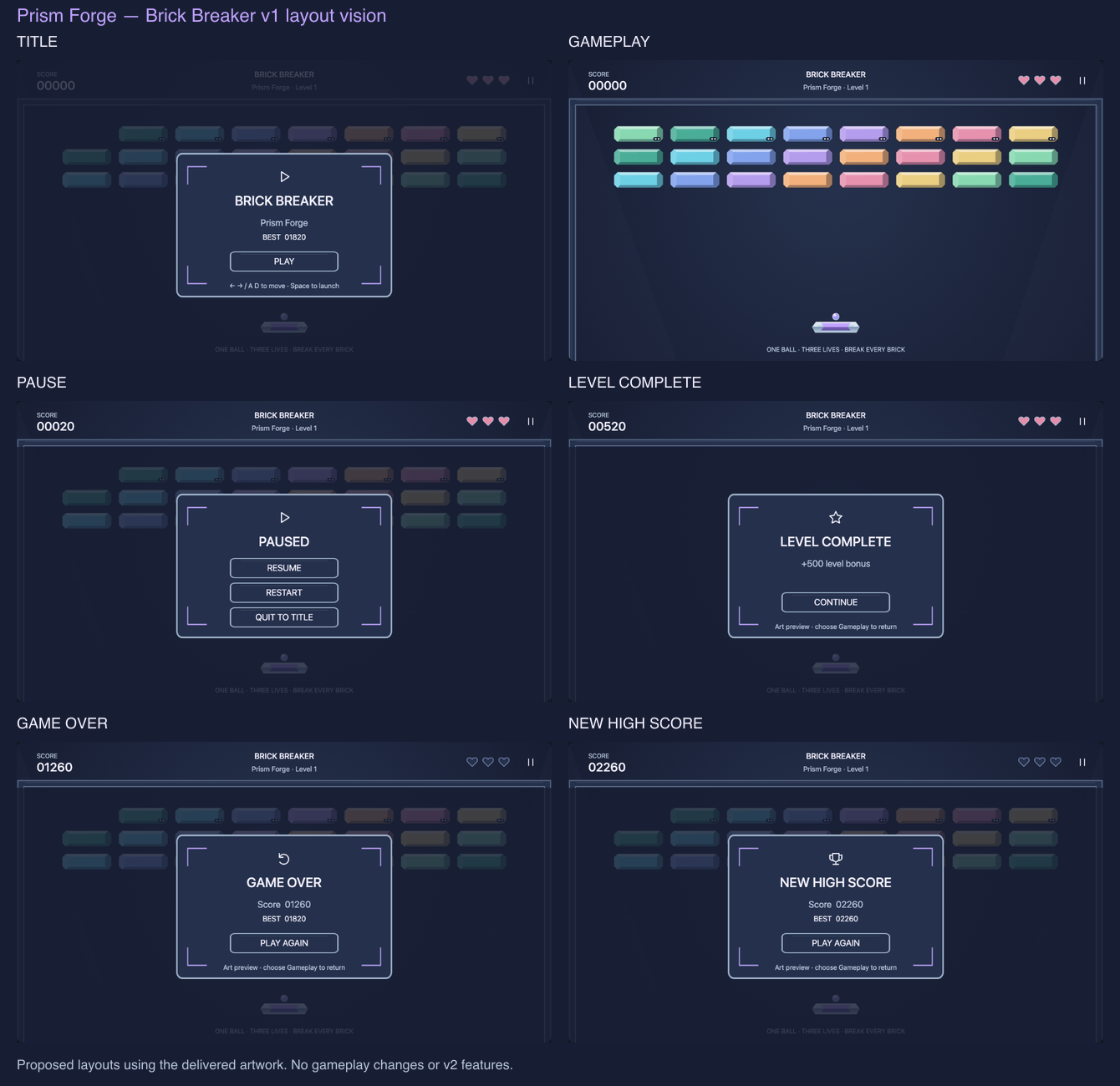 Prism Forge: all screens