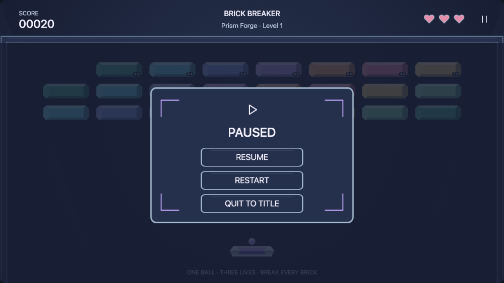 Prism Forge: pause