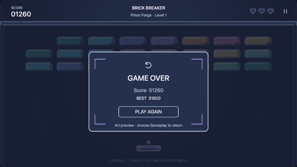 Prism Forge: game over